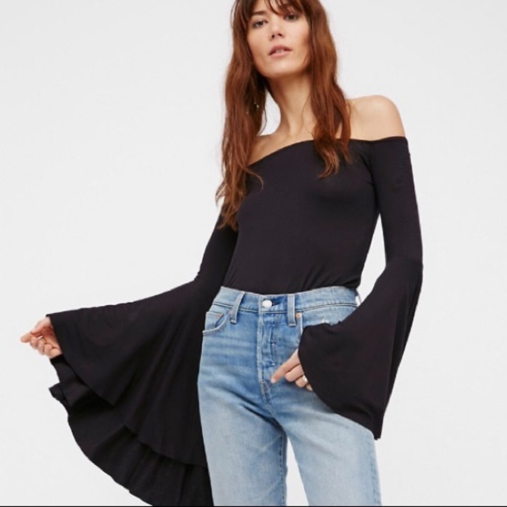 Free People Birds of Paradise Black Top